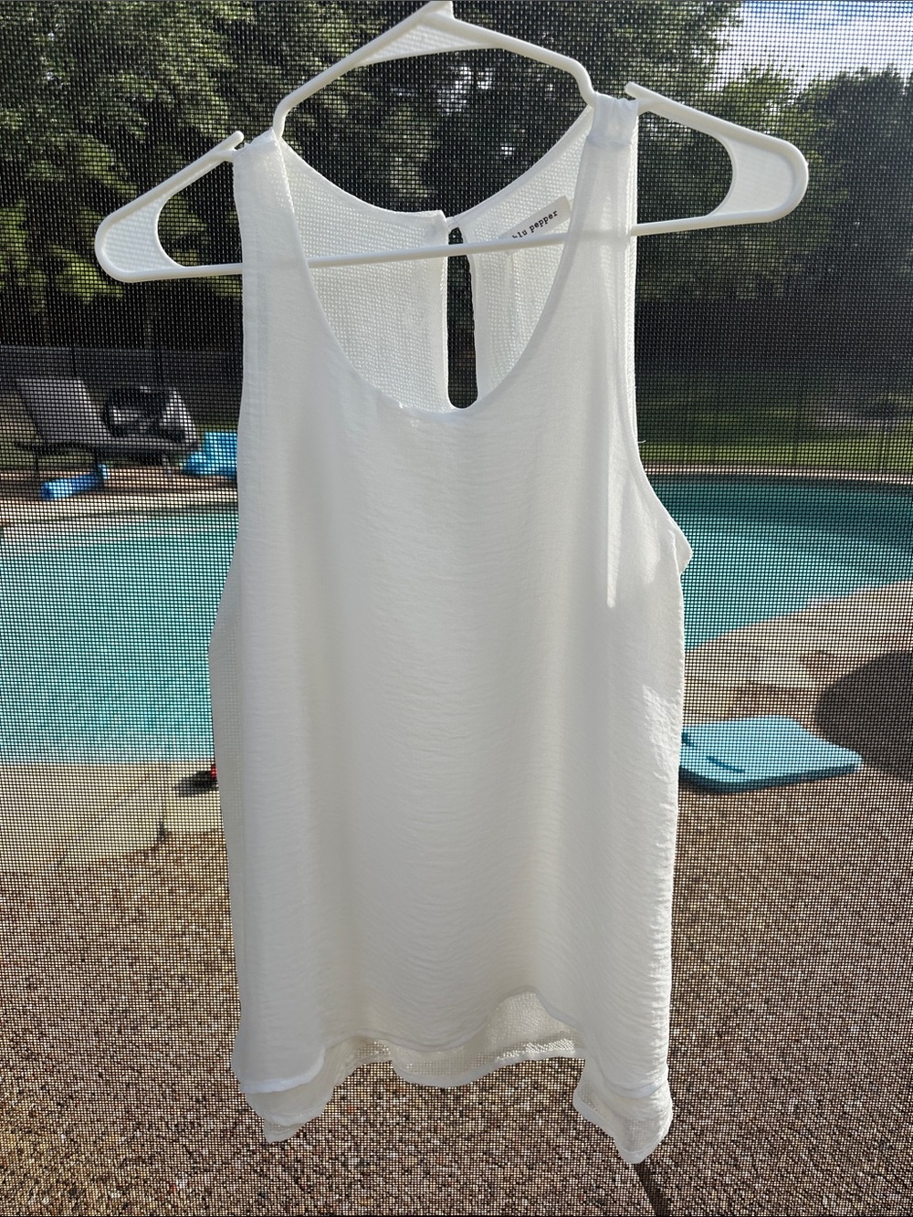Blu Pepper White Sleeveless Textured Tank